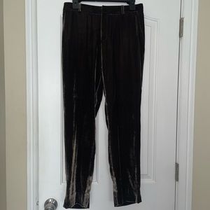 T.ba SILK VELVET PANTS IN GOLD KHAKI SZ EU 40/ US 4 $464